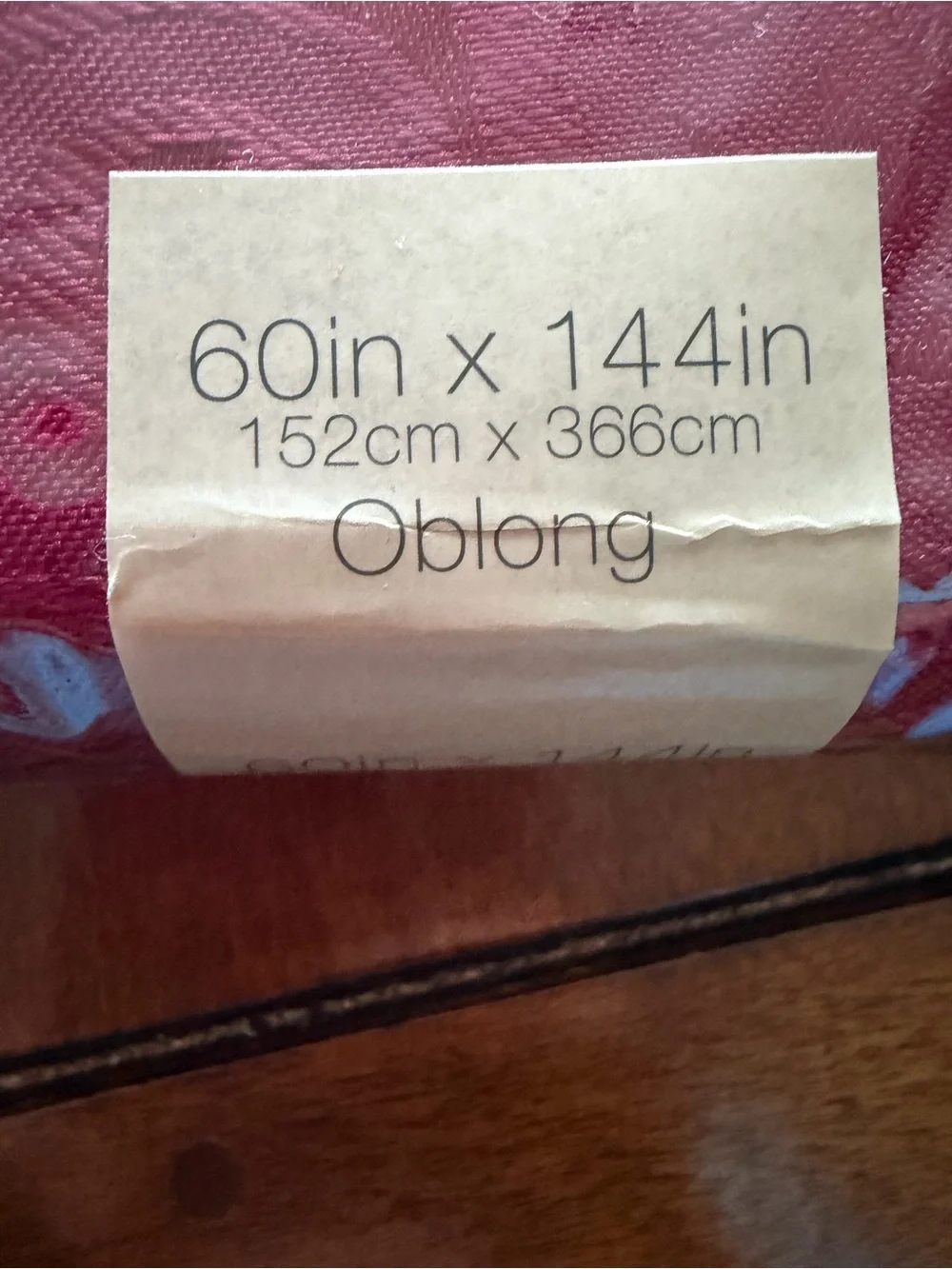 Newbridge Burgundy Fabric Tablecloth, 60”x144” Oblong